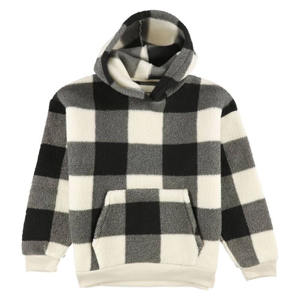 American Eagle Womens Checkered Hooded Sweater, Black, M, DM